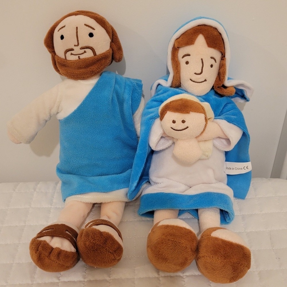 13" Holy Family Nativity Plush Set Mary Joseph Baby Jesus Religious Stuffed Toy